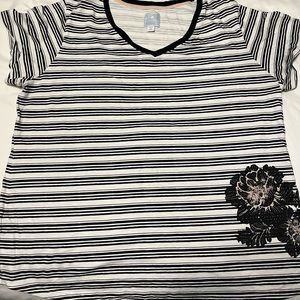 Black and white striped Sumday short sleeve shirt